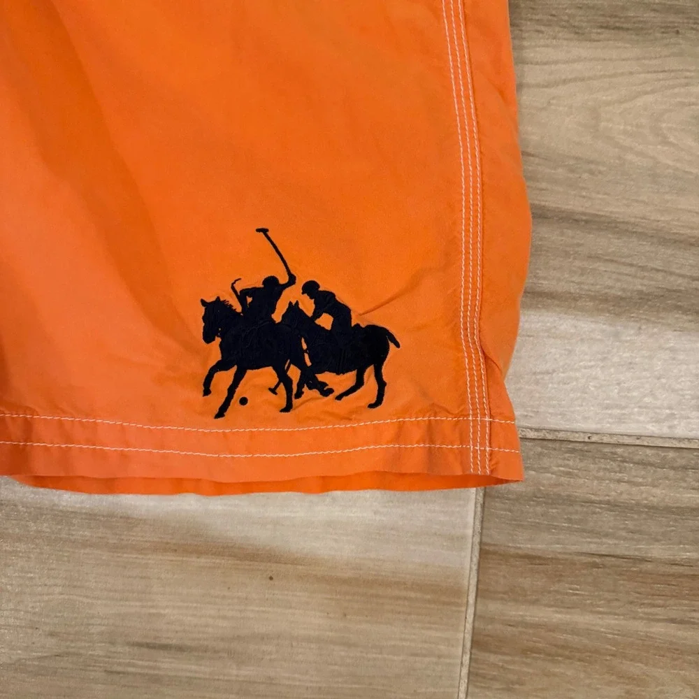 Polo Ralph Lauren Boys Orange Big Pony Board Shorts Swim Trunks Size M 12/14